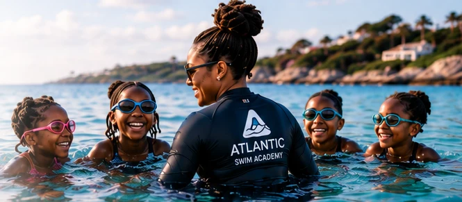 Atlantic Swim Academy instructor and swimmers in the ocean